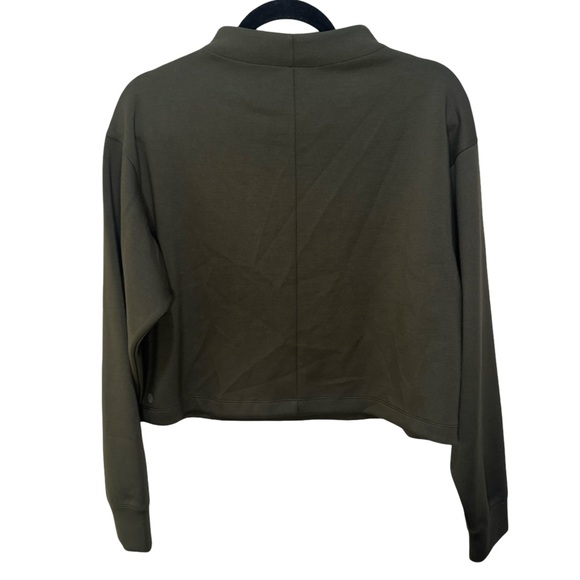 Zella Olive Green Scuba Mock Neck Cropped Sweatshirt Size S - Picture 4 of 6